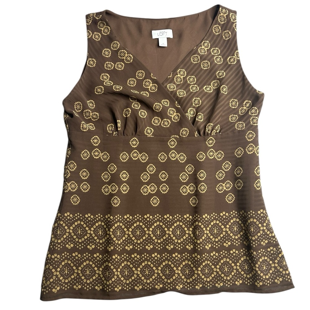 Ann Taylor LOFT‎ Brown Sleeveless V-Neck Blouse Size 12